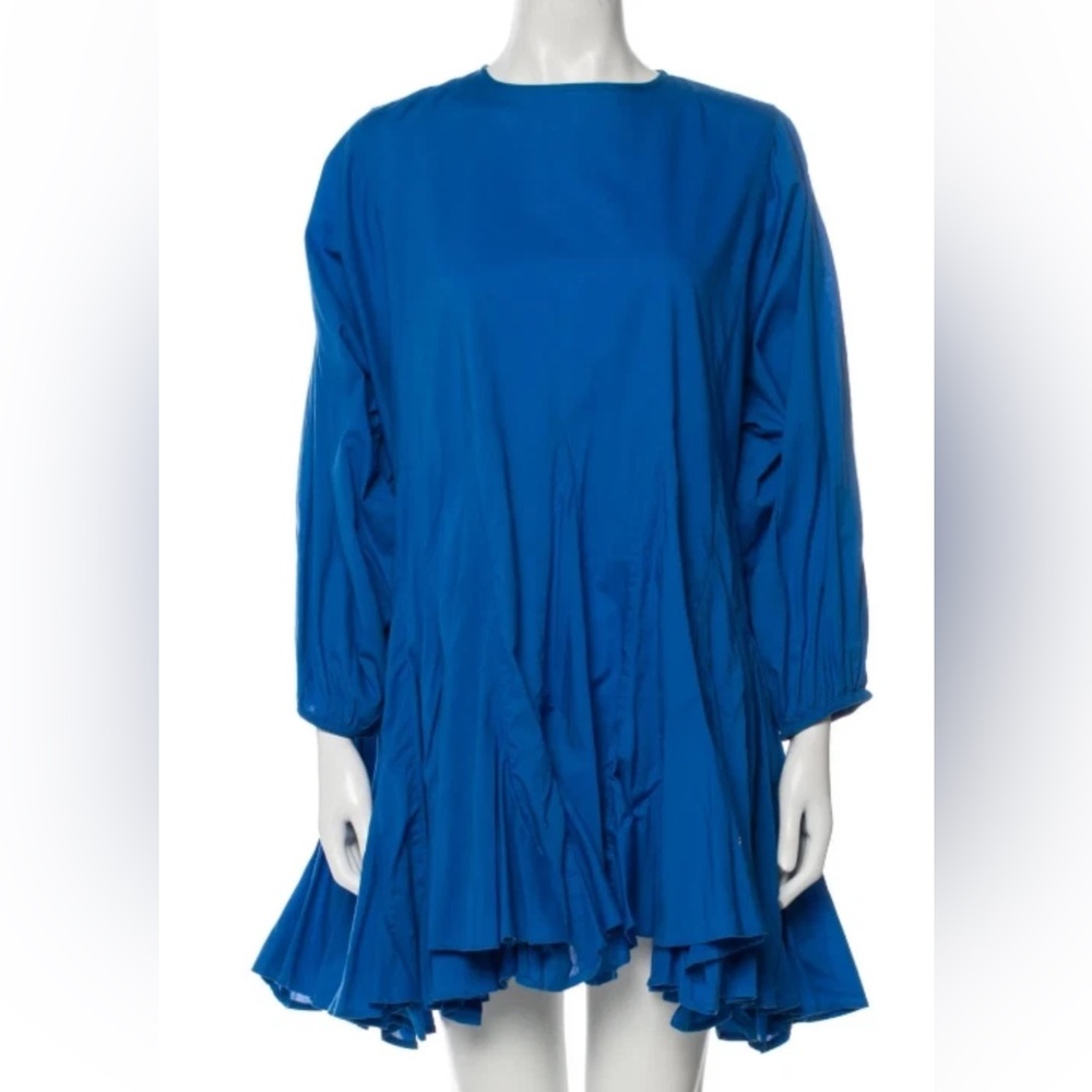 RHODE Blue Asymmetrical Long Sleeve Mini Dress